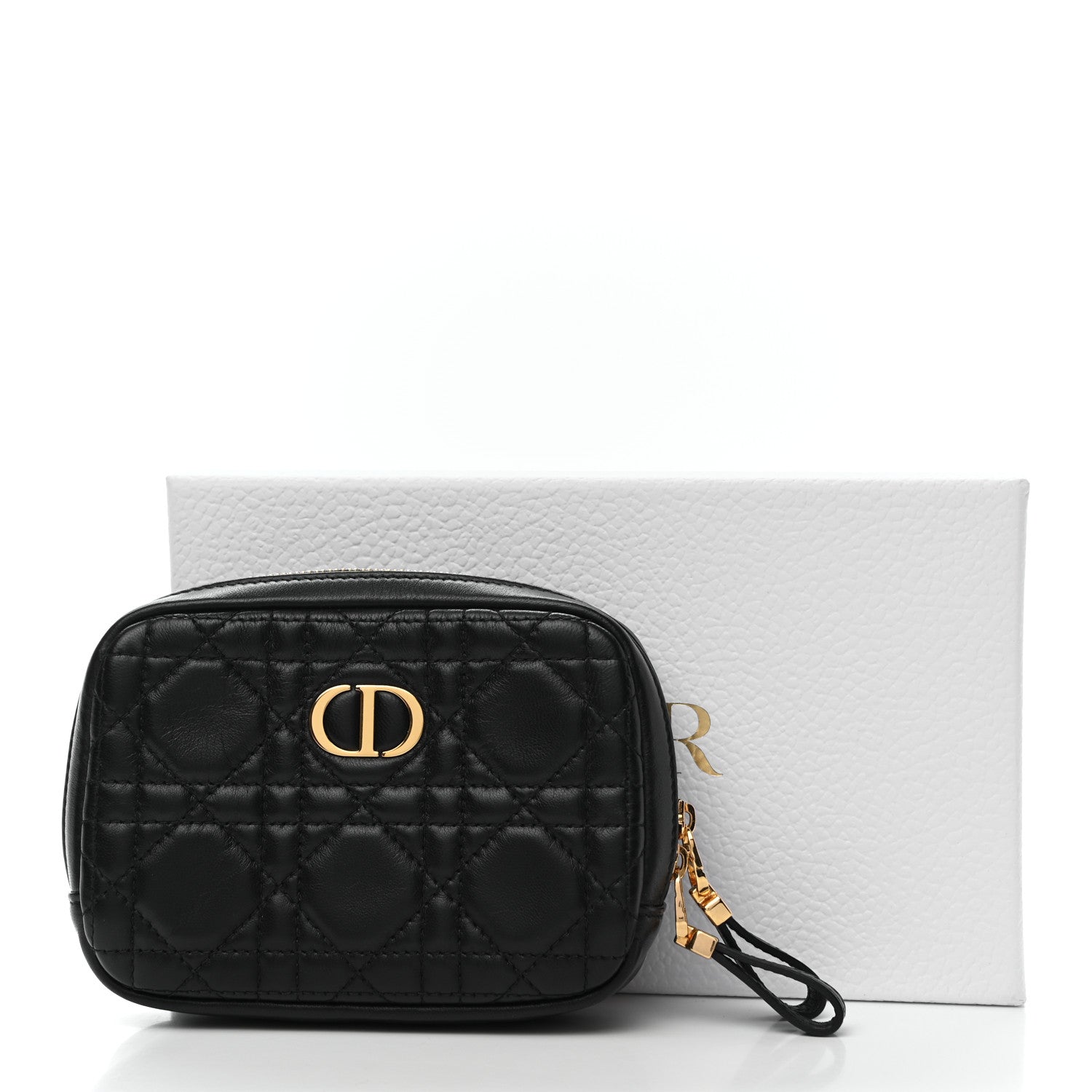 Christian Dior Lambskin Cannage Small Caro Zipped Pouch Black 9 of 9