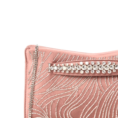 Jimmy Choo Satin Crystal Embellished Venus Clutch Blush Silver 9 of 9