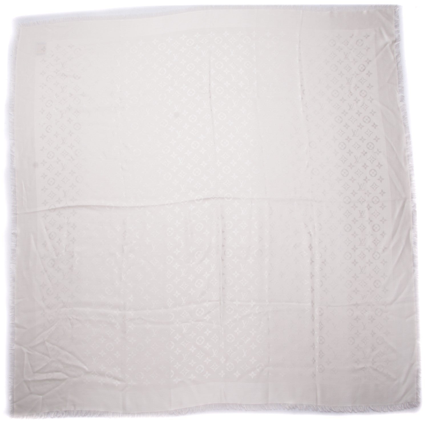 Louis Vuitton Wool Silk Monogram Shawl White 4 of 8