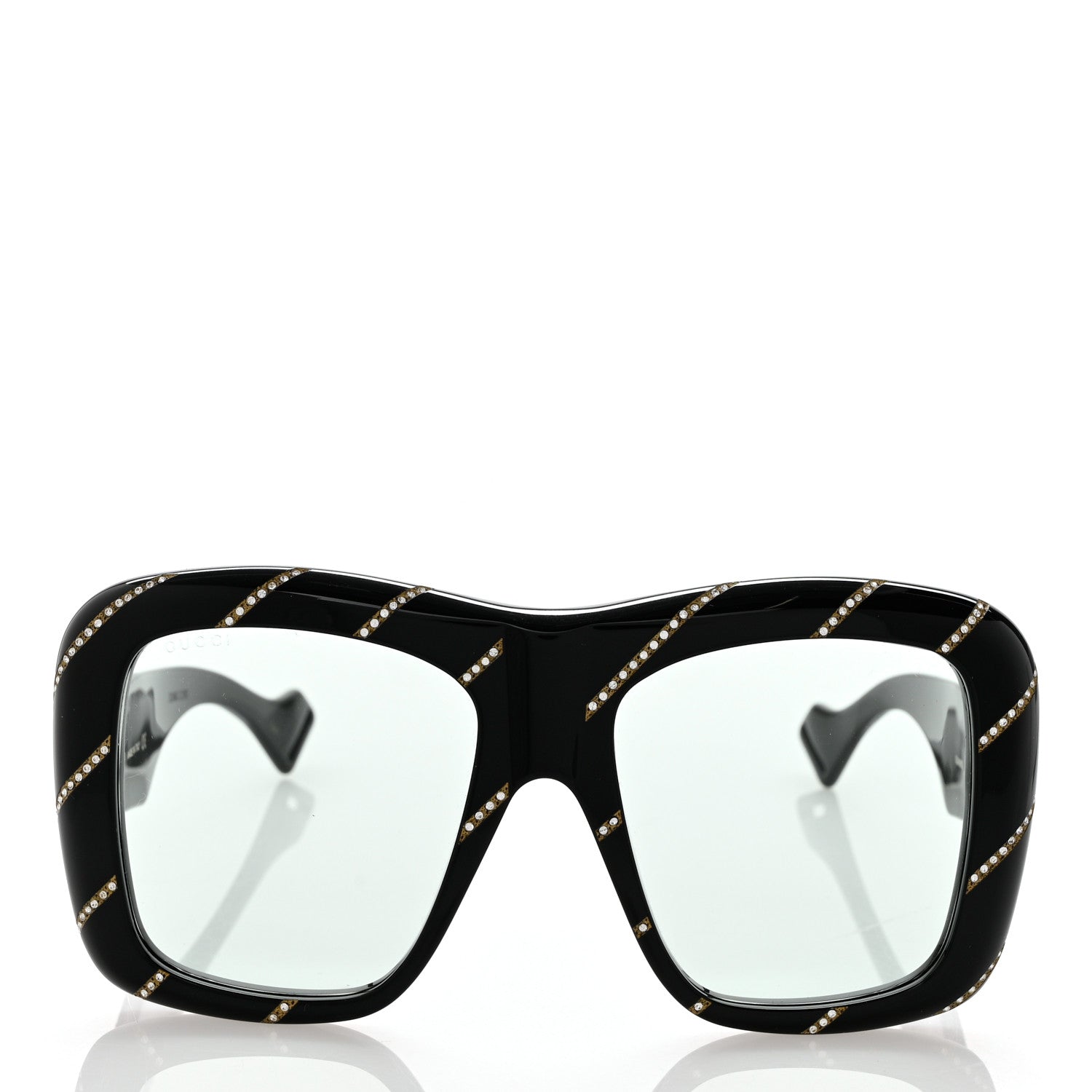 Gucci Acetate Crystal Striped Square Frame Sunglasses GG0498S Black 2 of 8