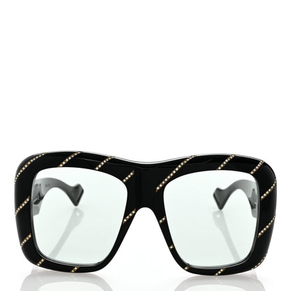 Gucci Acetate Crystal Striped Square Frame Sunglasses GG0498S Black 2 of 8