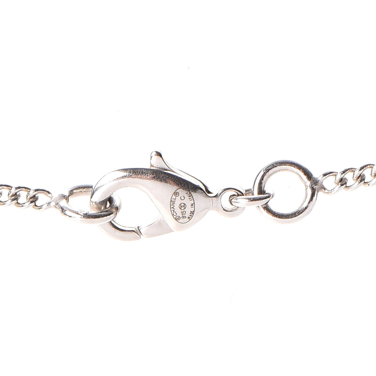 Crystal CC Pearl Drop Necklace Silver