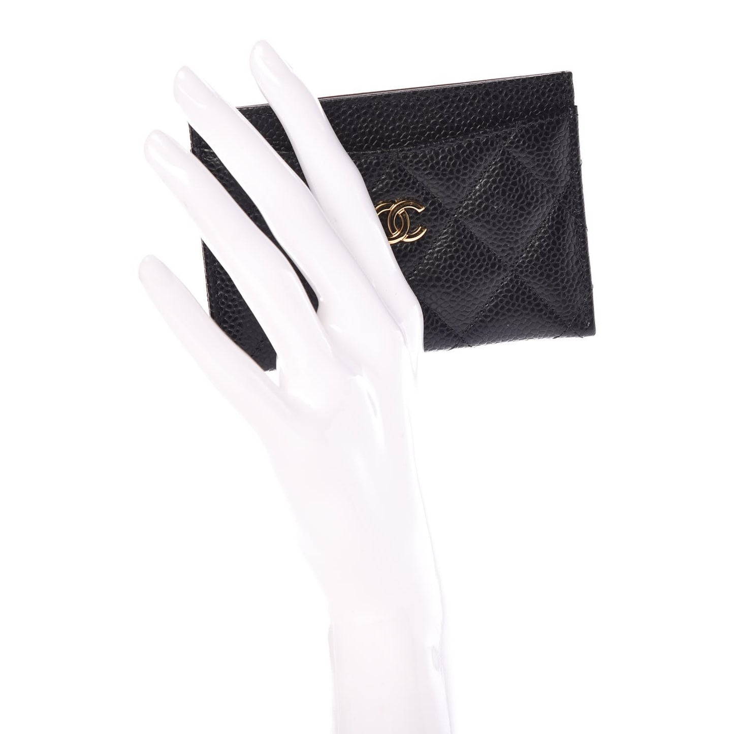 Caviar Quilted Card Holder Black