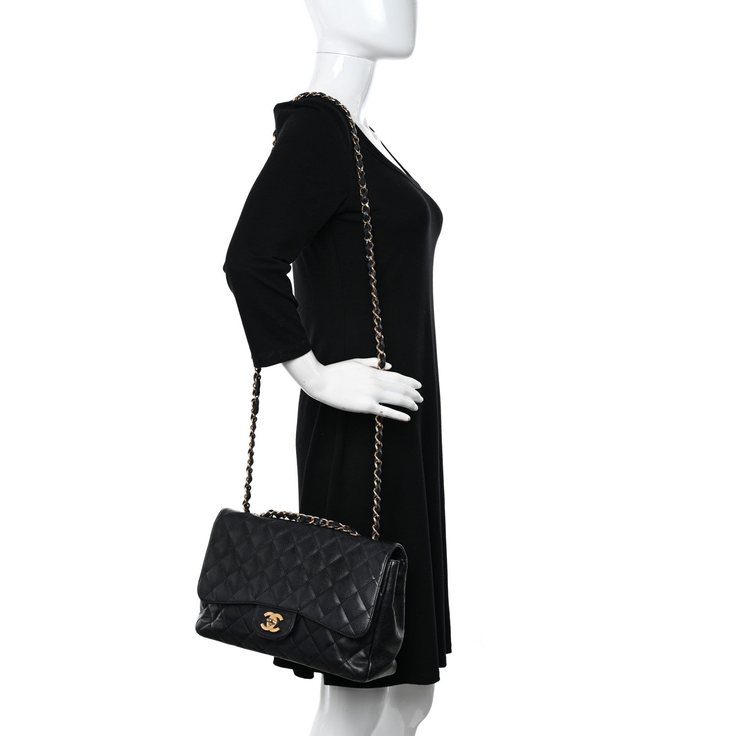 Chanel Caviar Quilted Jumbo Single Flap Navy 2 of 18
