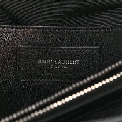 Saint Laurent Calfskin Crocodile Embossed Large College Monogram Satchel Black 7 of 12