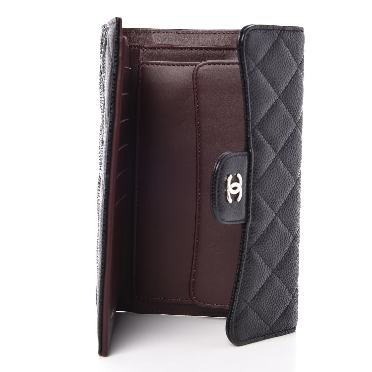Caviar Quilted Long Flap Wallet Black