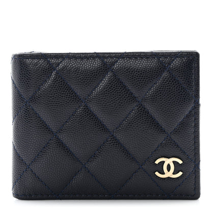 Chanel Caviar Quilted Bi-Fold Wallet Dark Blue 1 of 10