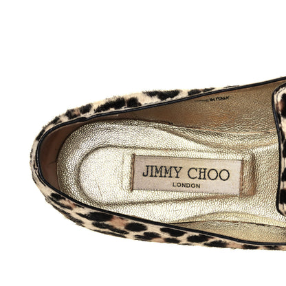 Jimmy Choo Pony Hair Leopard Wheel Loafers 37.5 Brown 7 of 10
