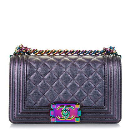 Chanel Iridescent Goatskin Quilted Small Boy Flap Purple 1 of 7