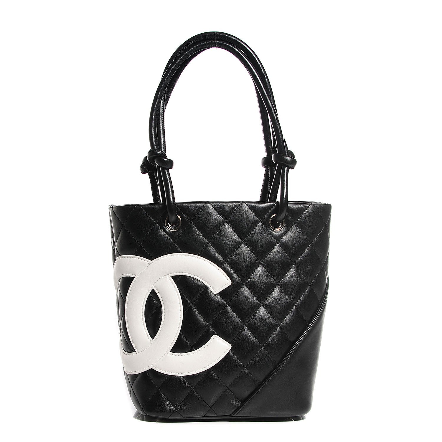Chanel Calfskin Quilted Small Cambon Tote Black White 1 of 7