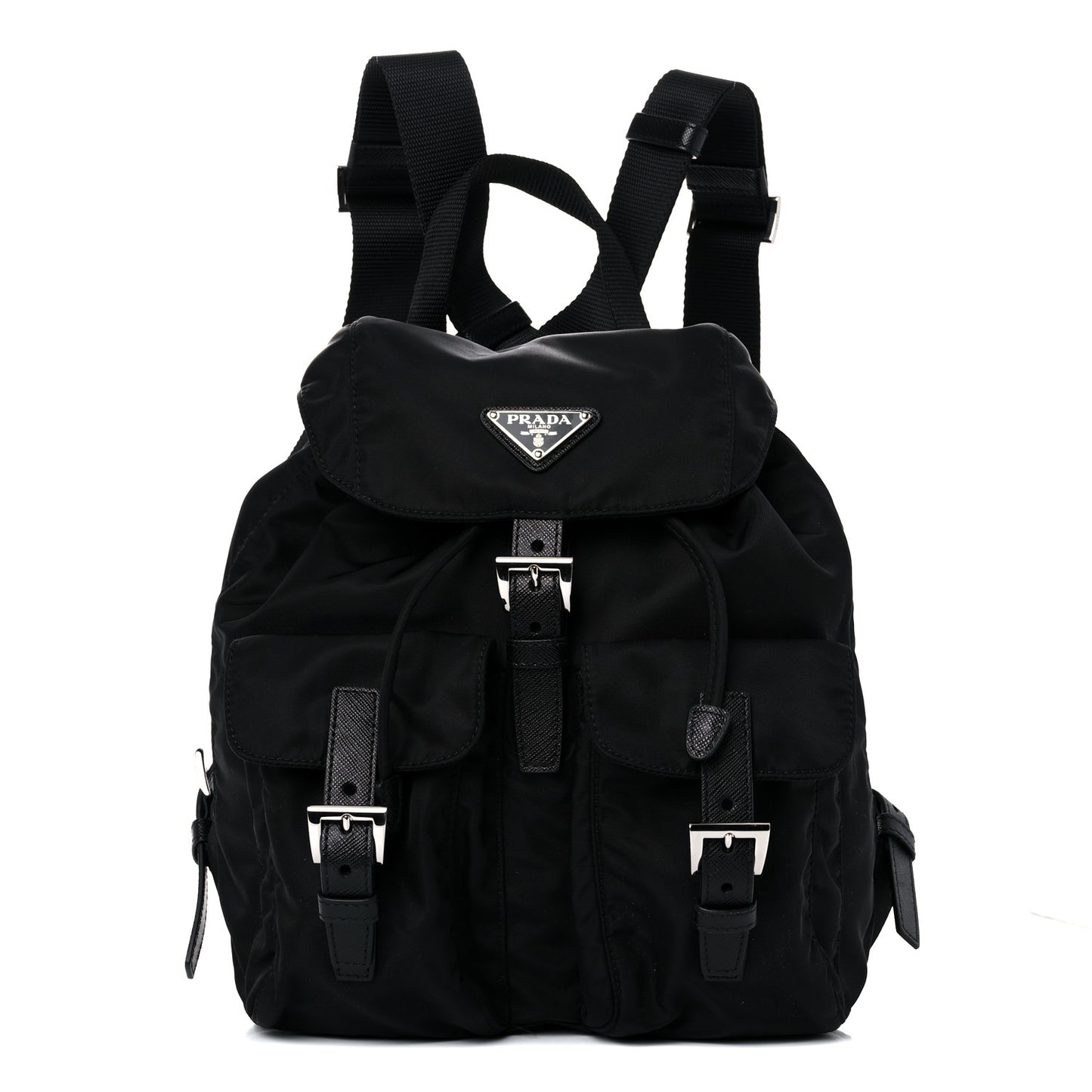 Tessuto Nylon Saffiano Medium Backpack Black