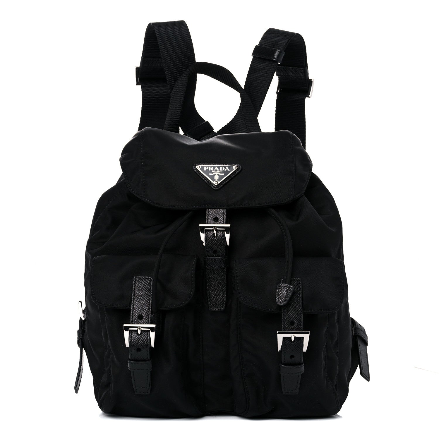 Prada Tessuto Nylon Saffiano Medium Backpack Black 2 of 10