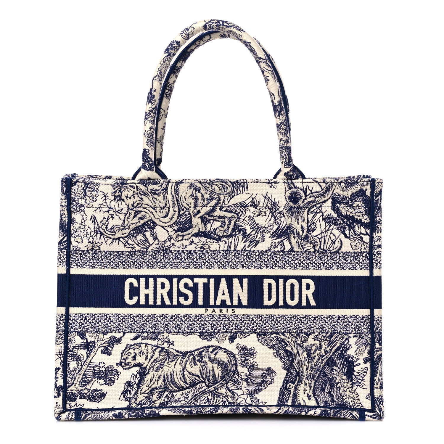 Christian Dior Canvas Embroidered Medium Dioriviera Toile De Jouy Book Tote Blue 1 of 13