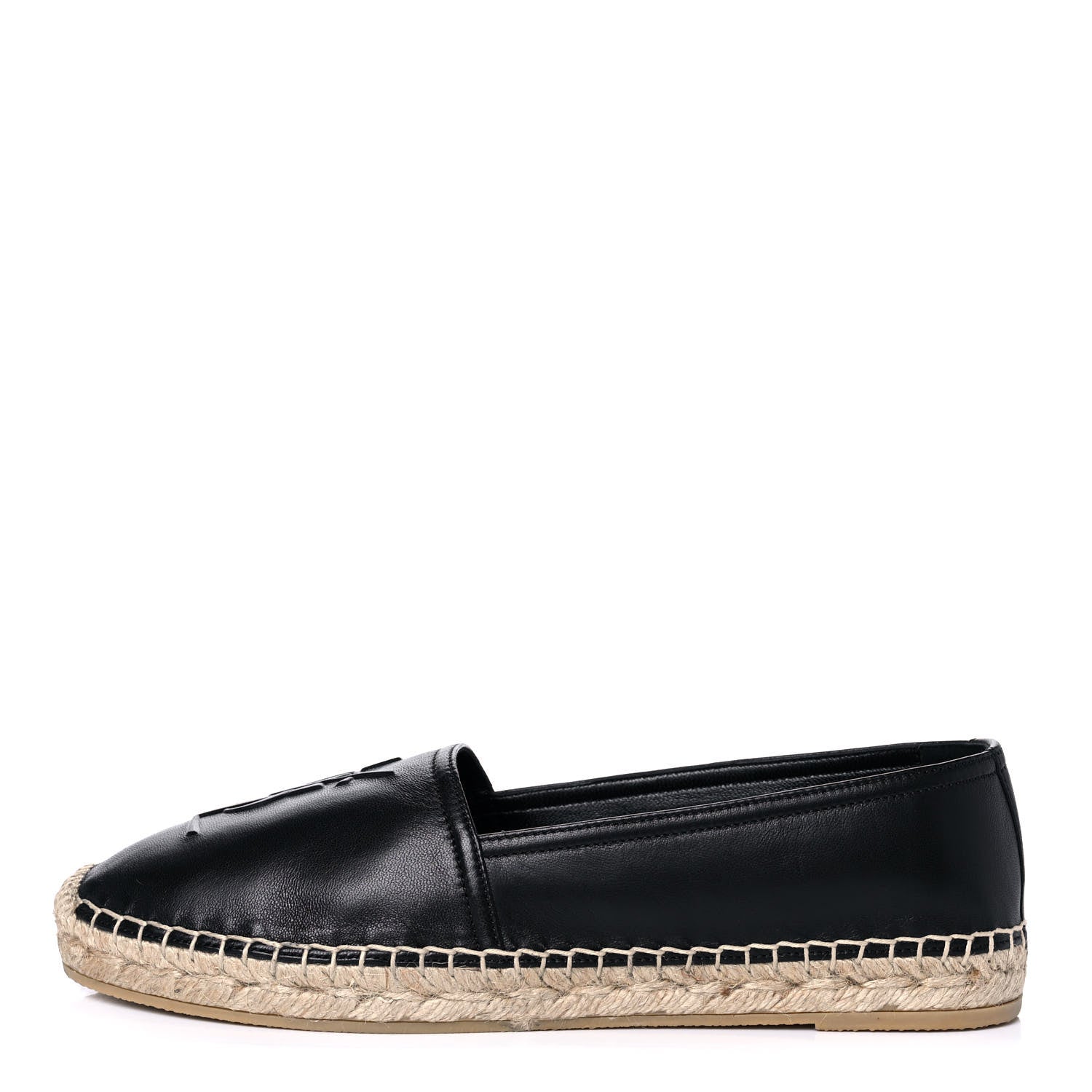 Saint Laurent Lambskin Monogram Espadrilles 38.5 Black 1 of 9
