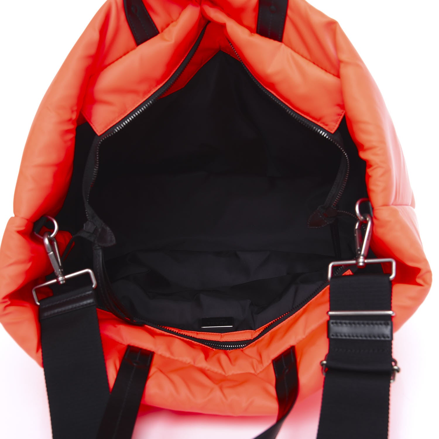 Prada Tessuto Nylon Soft Padded Medium Shopping Tote Arancio Fluo 4 of 9