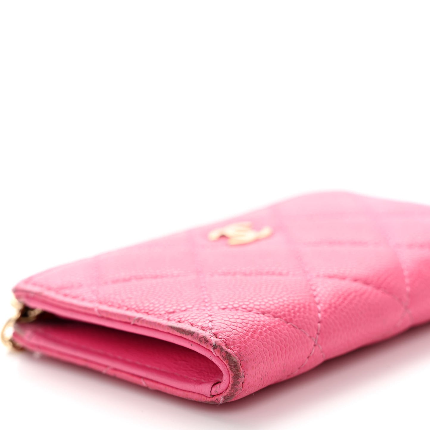 Caviar Quilted Zipped Key Holder Case Pink