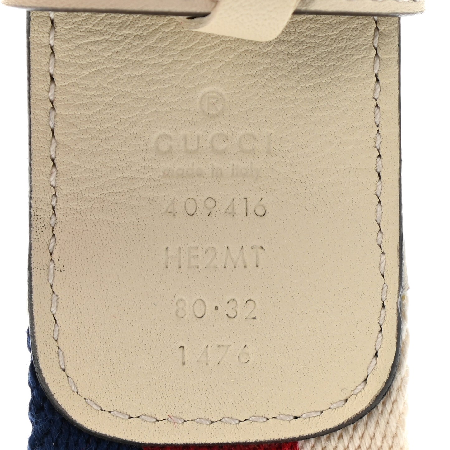 Nylon Calfskin Sylvie Web Double G 40mm Belt 80 32 Mystic White Hibiscus Red Maritime