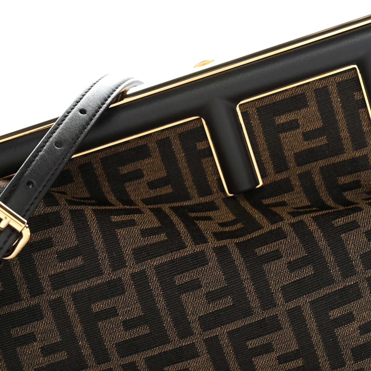 Shiny Nappa Fabric Jacquard FF 1974 Midi Fendi Tobacco Moro Ebano