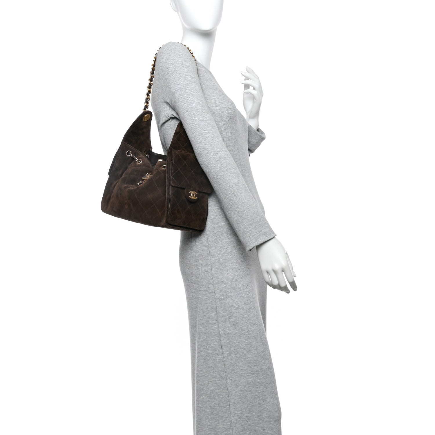 Chanel Suede Quilted Small Chanel 25 Handbag Dark Brown 2 of 10