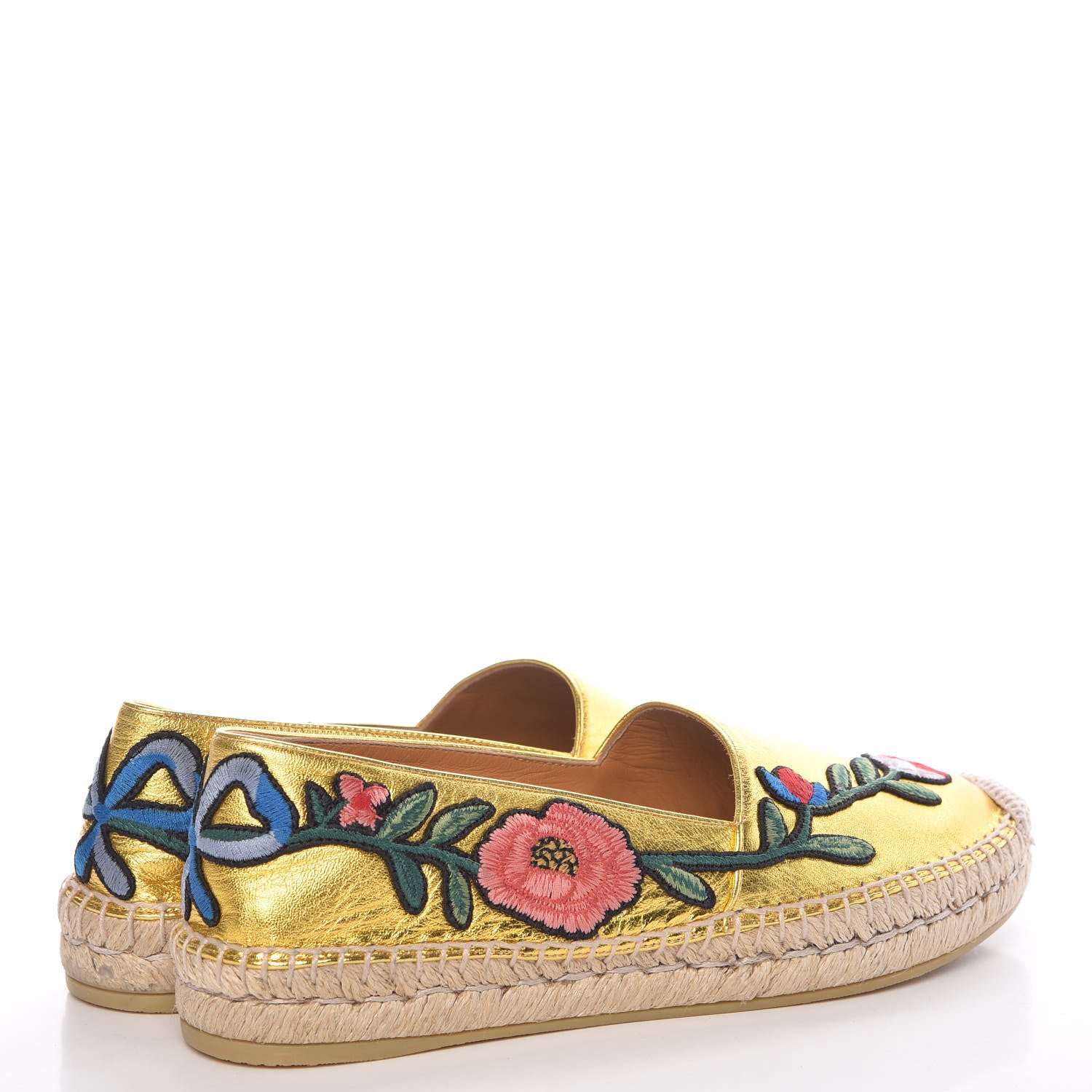 Gucci Metallic Nappa Ophelia Espadrilles 37.5 Gold 4 of 11