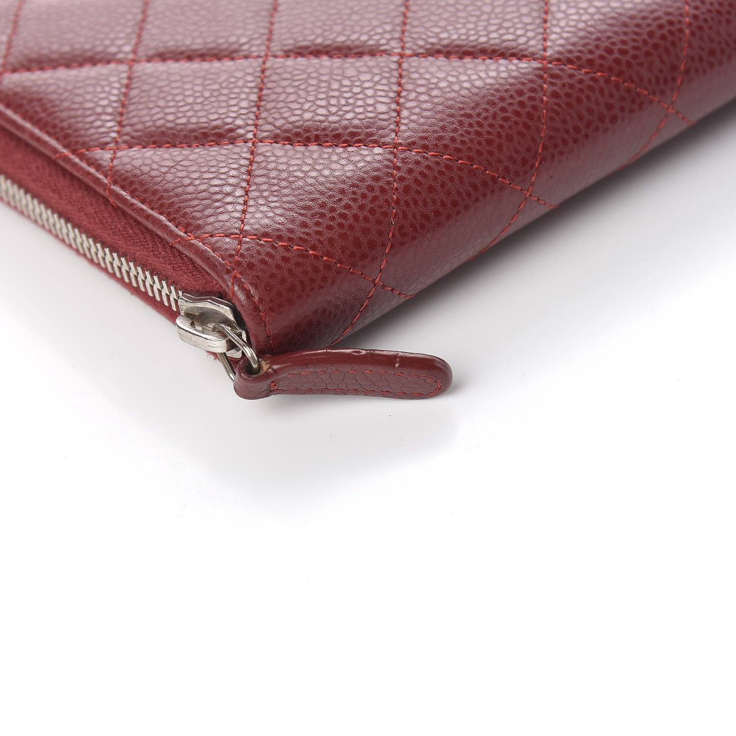 Chanel Caviar Quilted Large Zip Around Organizer Wallet Dark Red 10 of 14