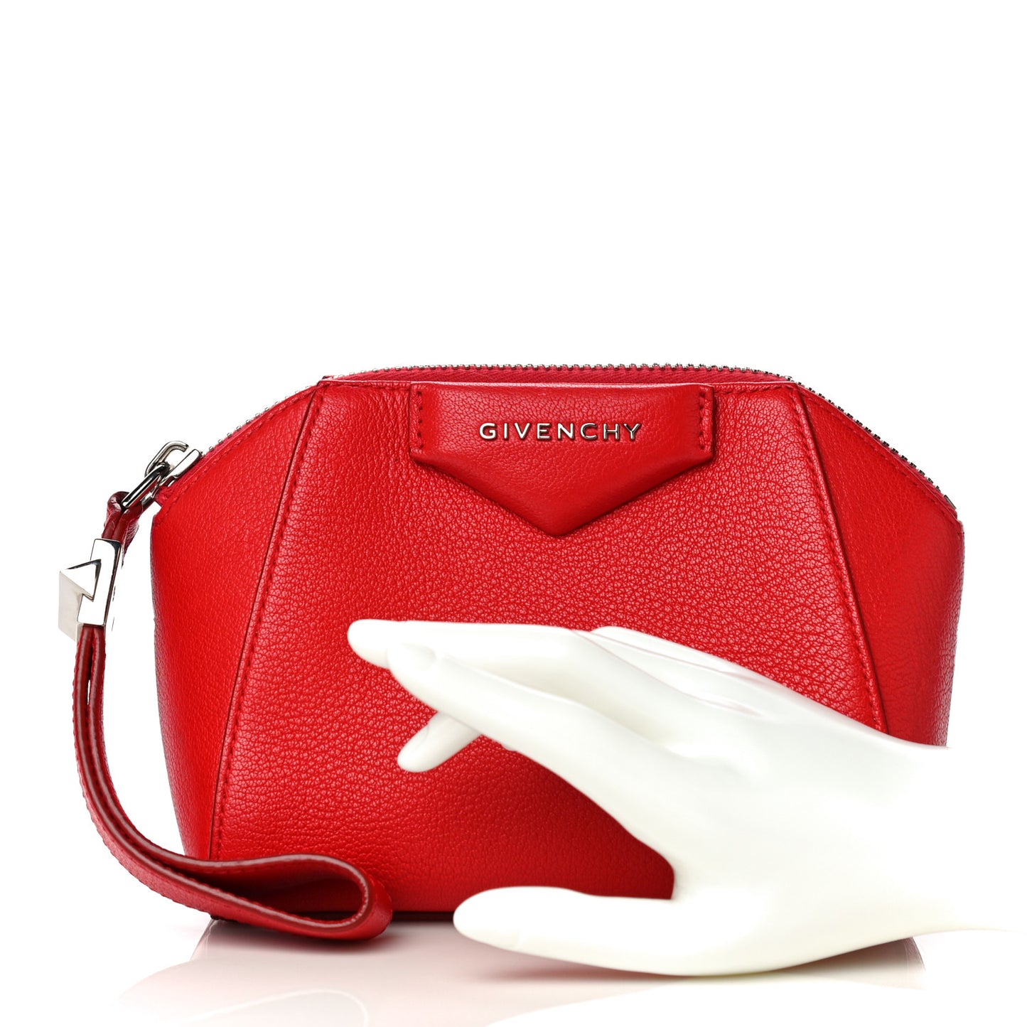 Sugar Goatskin Small Antigona Beauty Wristlet Red