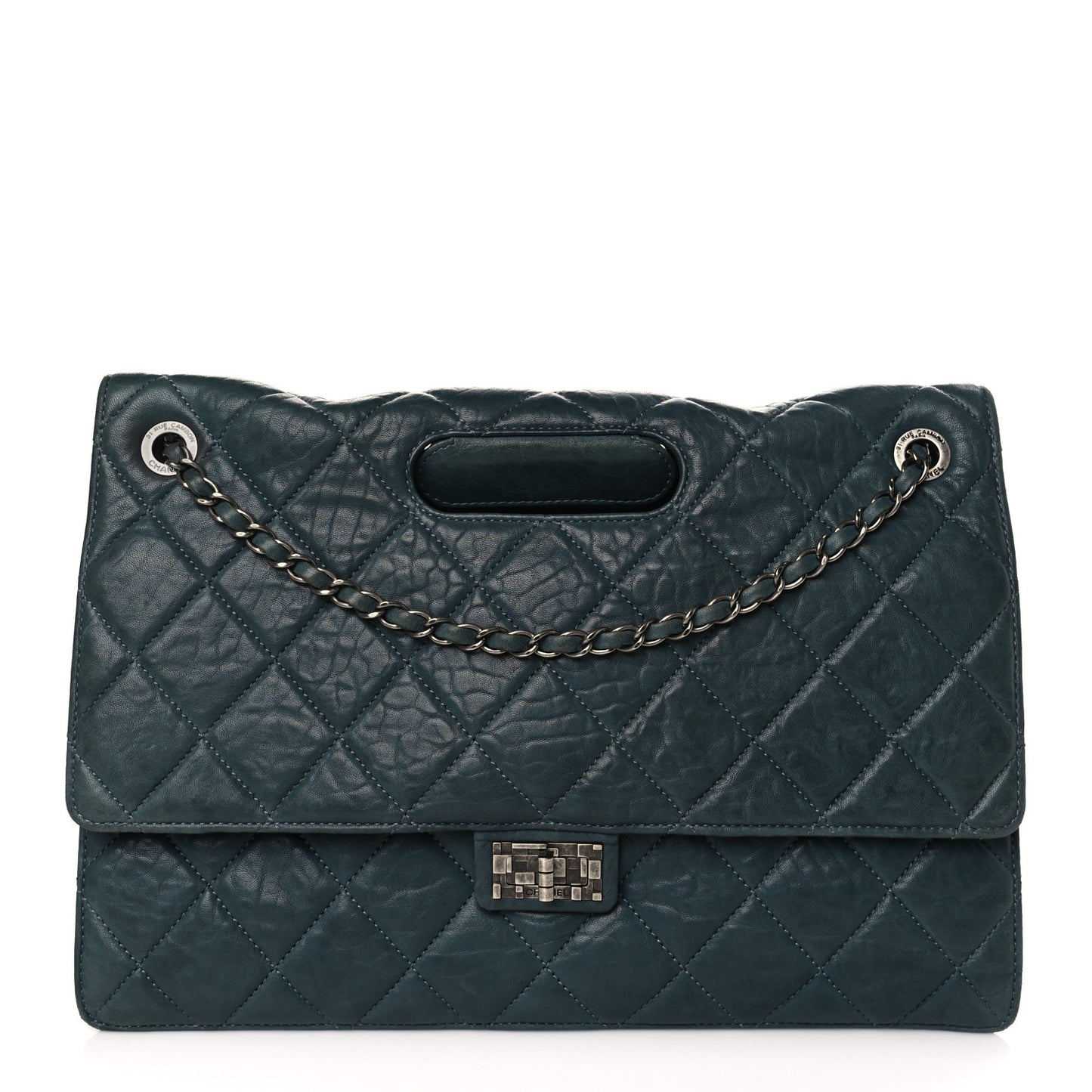 Washed Lambskin Quilted Maxi Take Away Flap Turquoise