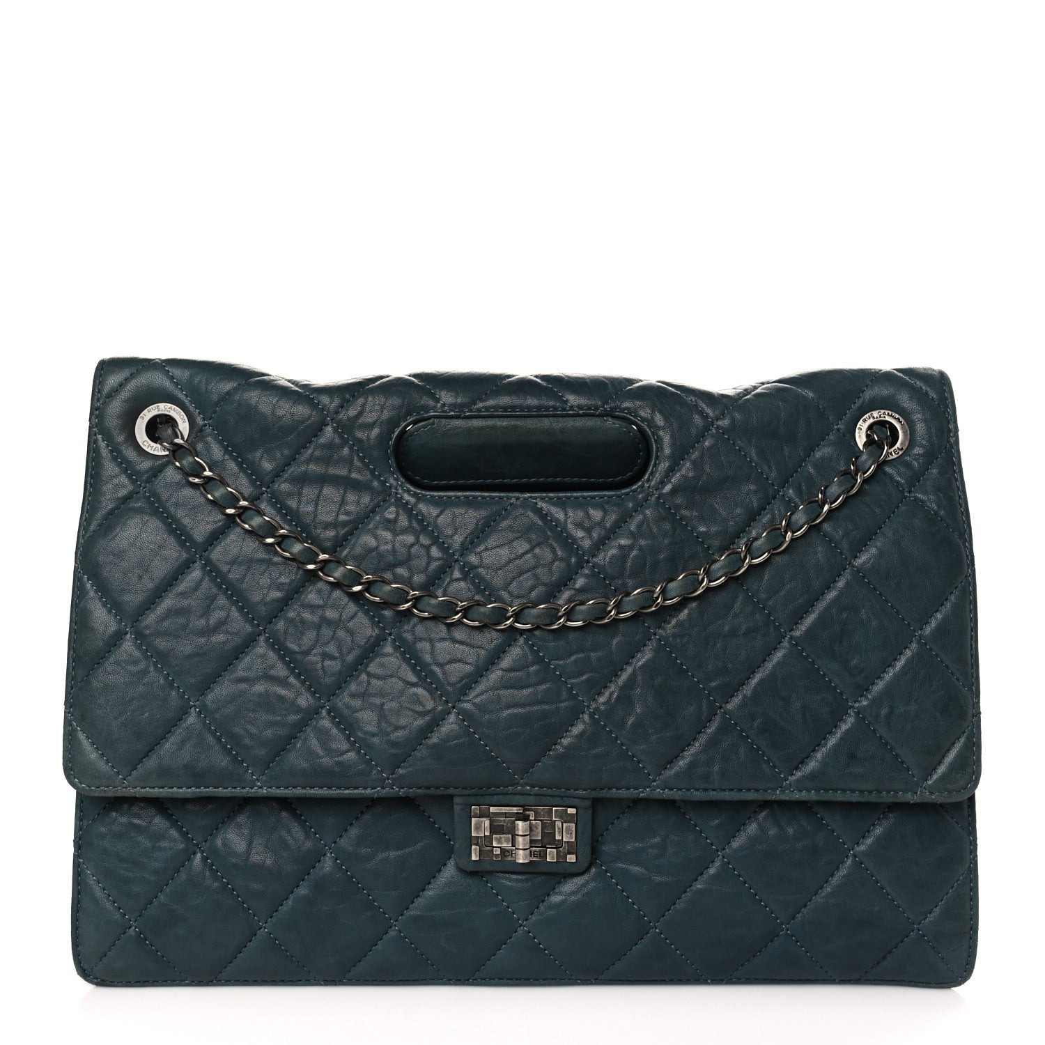 Chanel Washed Lambskin Quilted Maxi Take Away Flap Turquoise 1 of 9