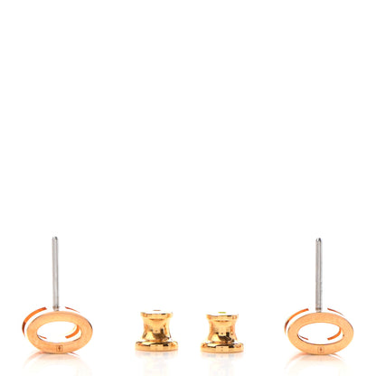 Hermes Rose Gold Lacquered Mini Pop H Earrings Marron Glace 3 of 6