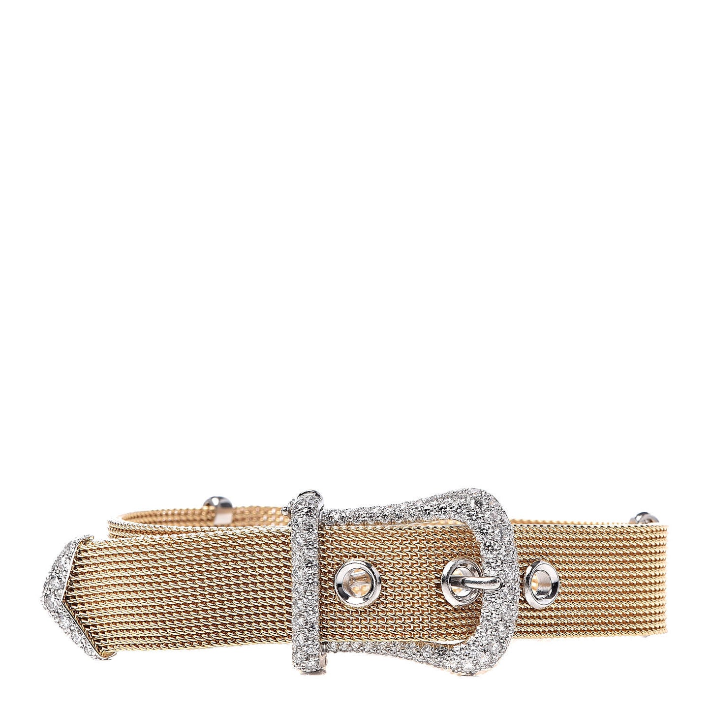 18K Yellow Gold Platinum Diamond Buckle Bracelet