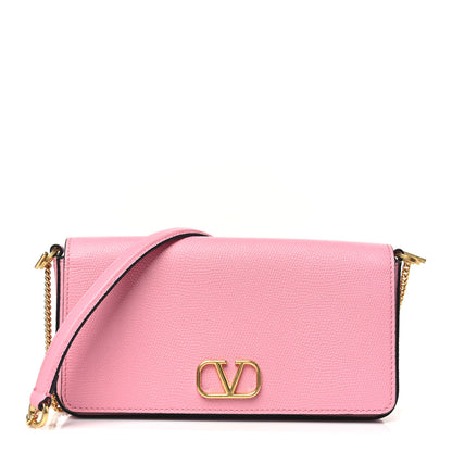 Valentino Garavani Grainy Calfskin Vlogo Pouch With Chain Candy Rose 1 of 10