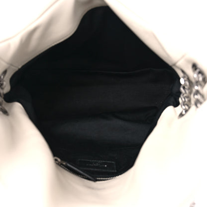 Saint Laurent Lambskin Quilted Medium Loulou Puffer Monogram Chain Satchel Crema Soft 5 of 13