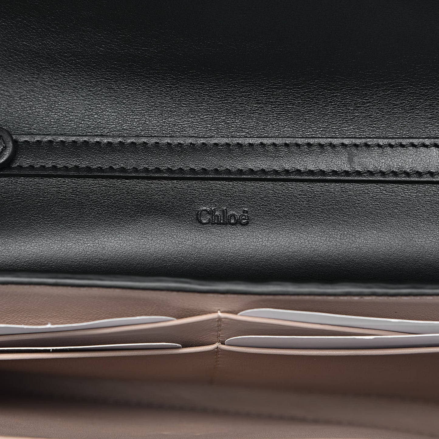 Shiny Grained Calfskin Aby Wallet on Chain Black