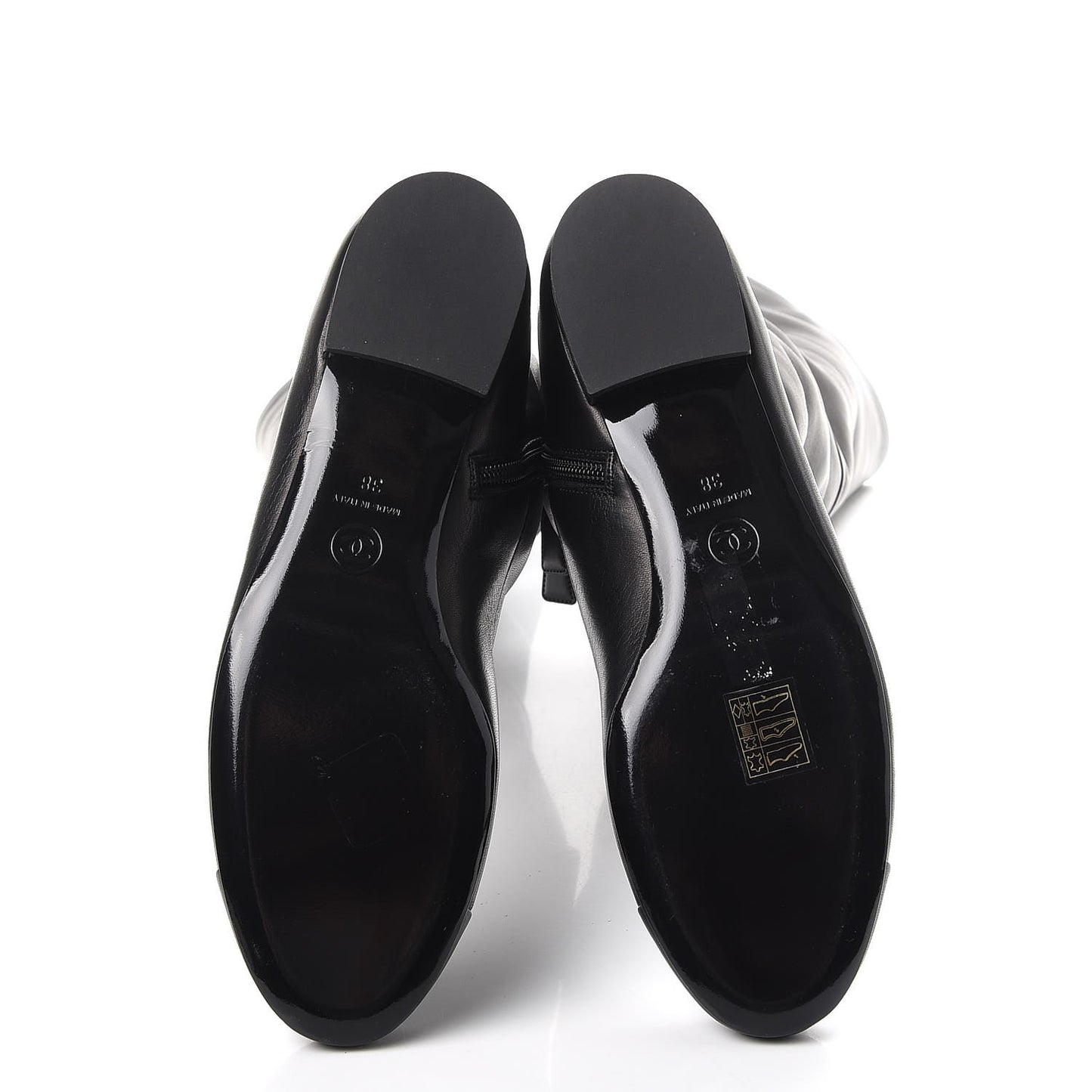 Lambskin Cap Toe High Boots 38 Black