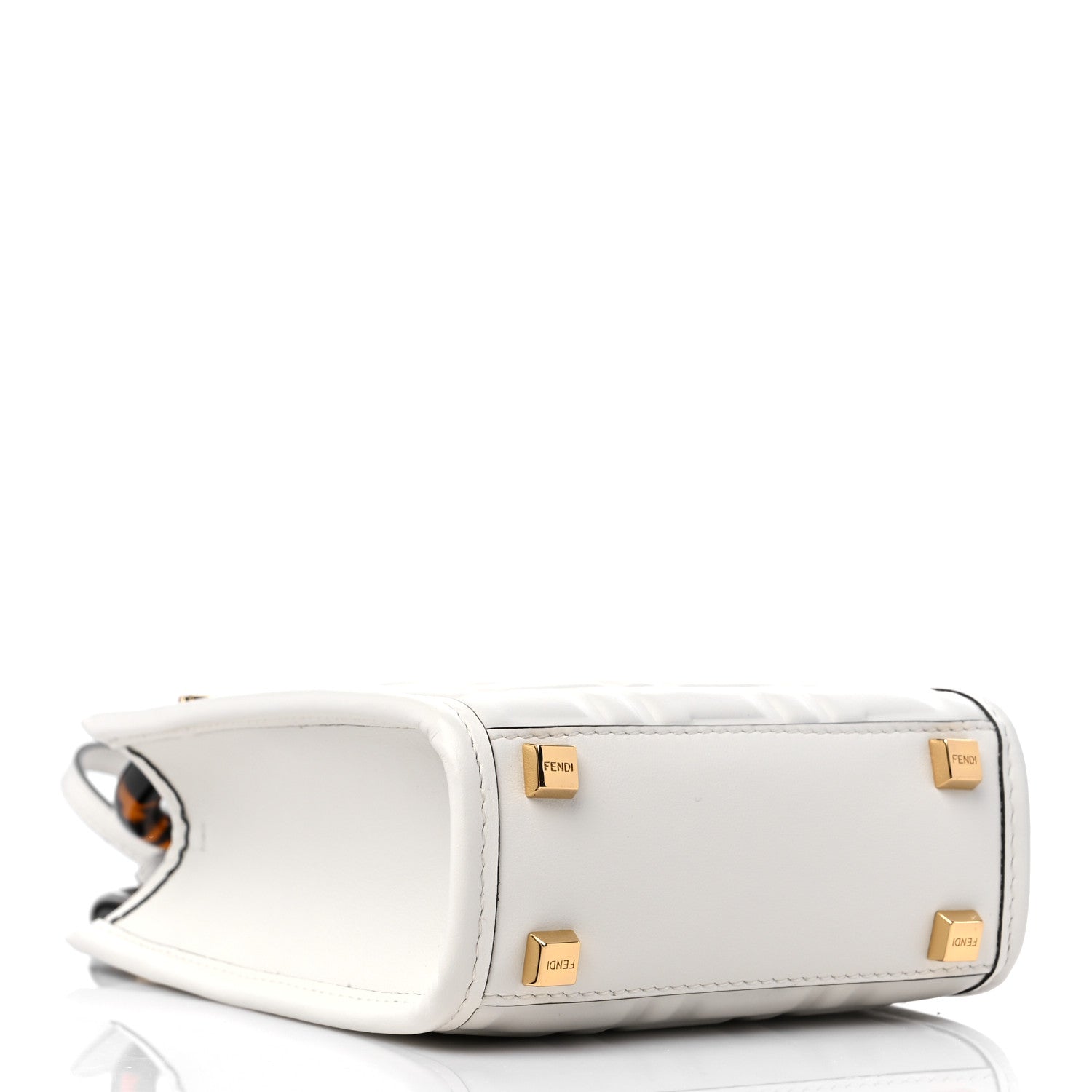 Fendi Vitello Plexiglass FF Embossed Mini Fendi Sunshine Shopper Tote White 4 of 9