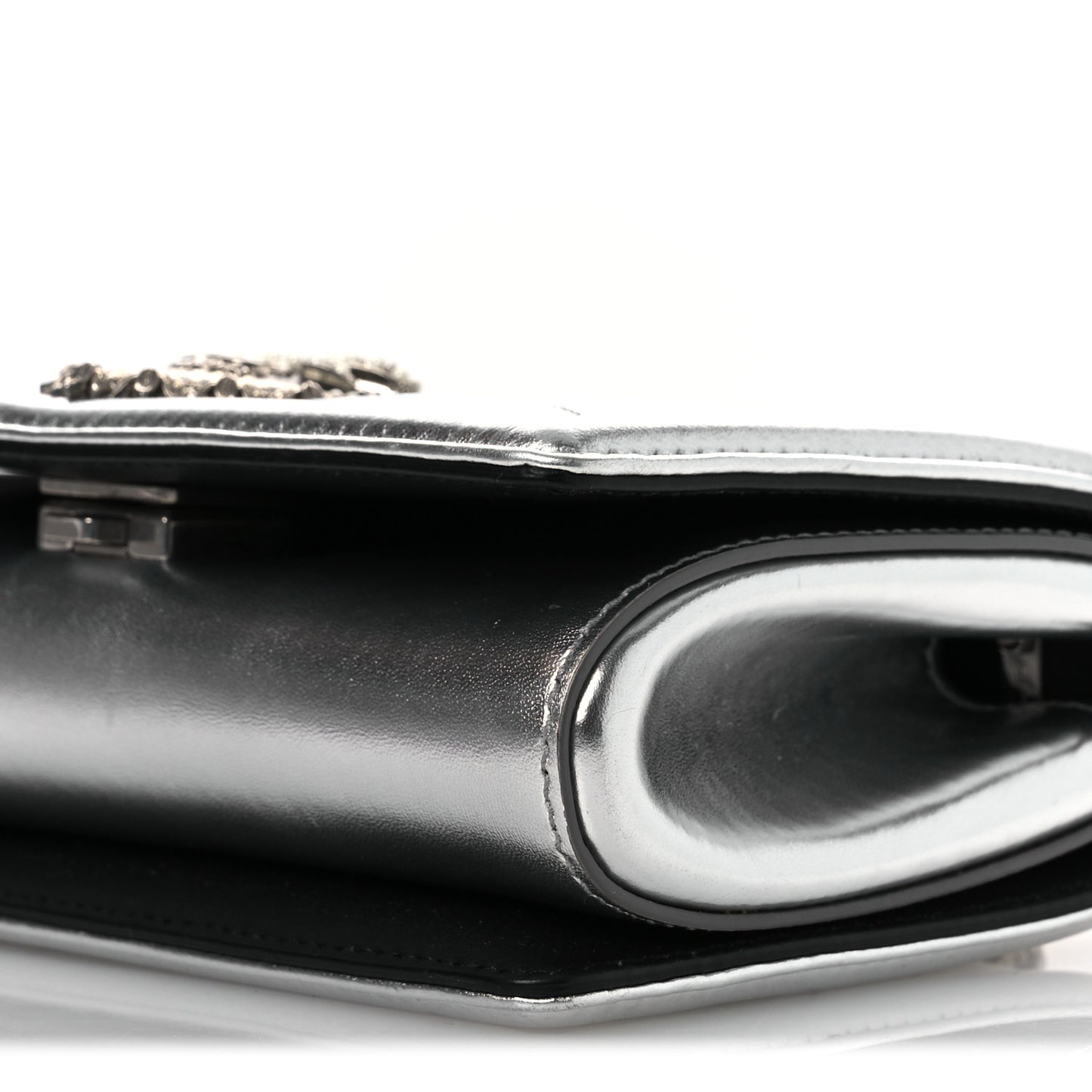 Metallic Nappa Quilted Mini Devotion Crossbody Bag Silver