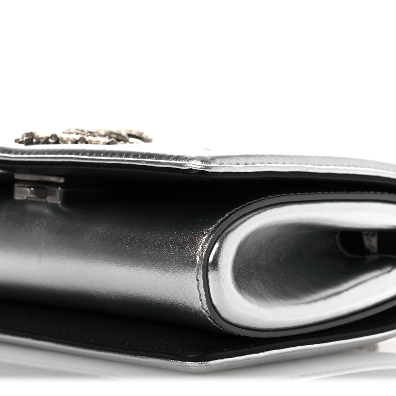 Dolce & Gabbana Metallic Nappa Quilted Mini Devotion Crossbody Bag Silver 9 of 13