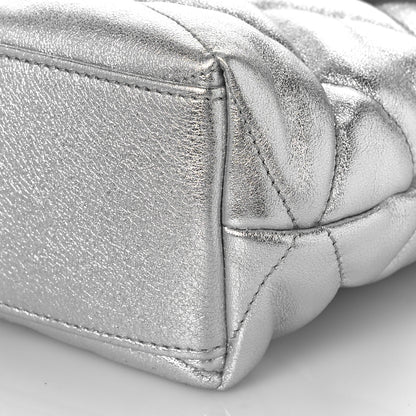 Saint Laurent Metallic Lambskin Quilted Sade Puffer Envelope Clutch Argento 9 of 11