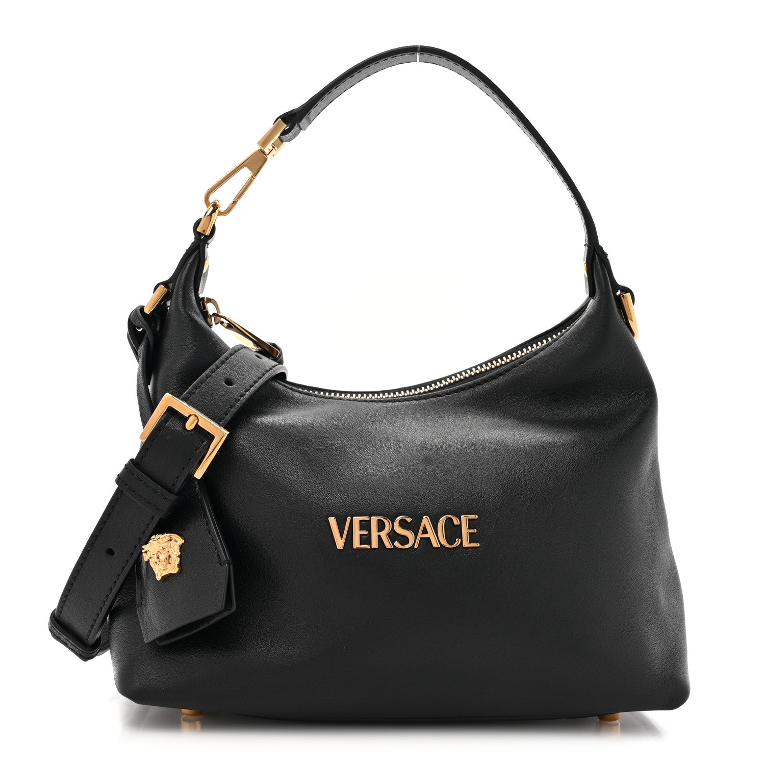 Versace Nappa Logo Tag Hobo Black 1 of 9