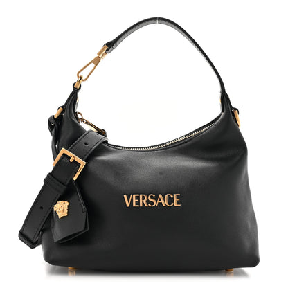 Versace Nappa Logo Tag Hobo Black 1 of 9