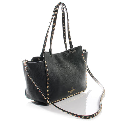 Valentino Garavani Grained Calfskin Small Rockstud Tote Black 3 of 8