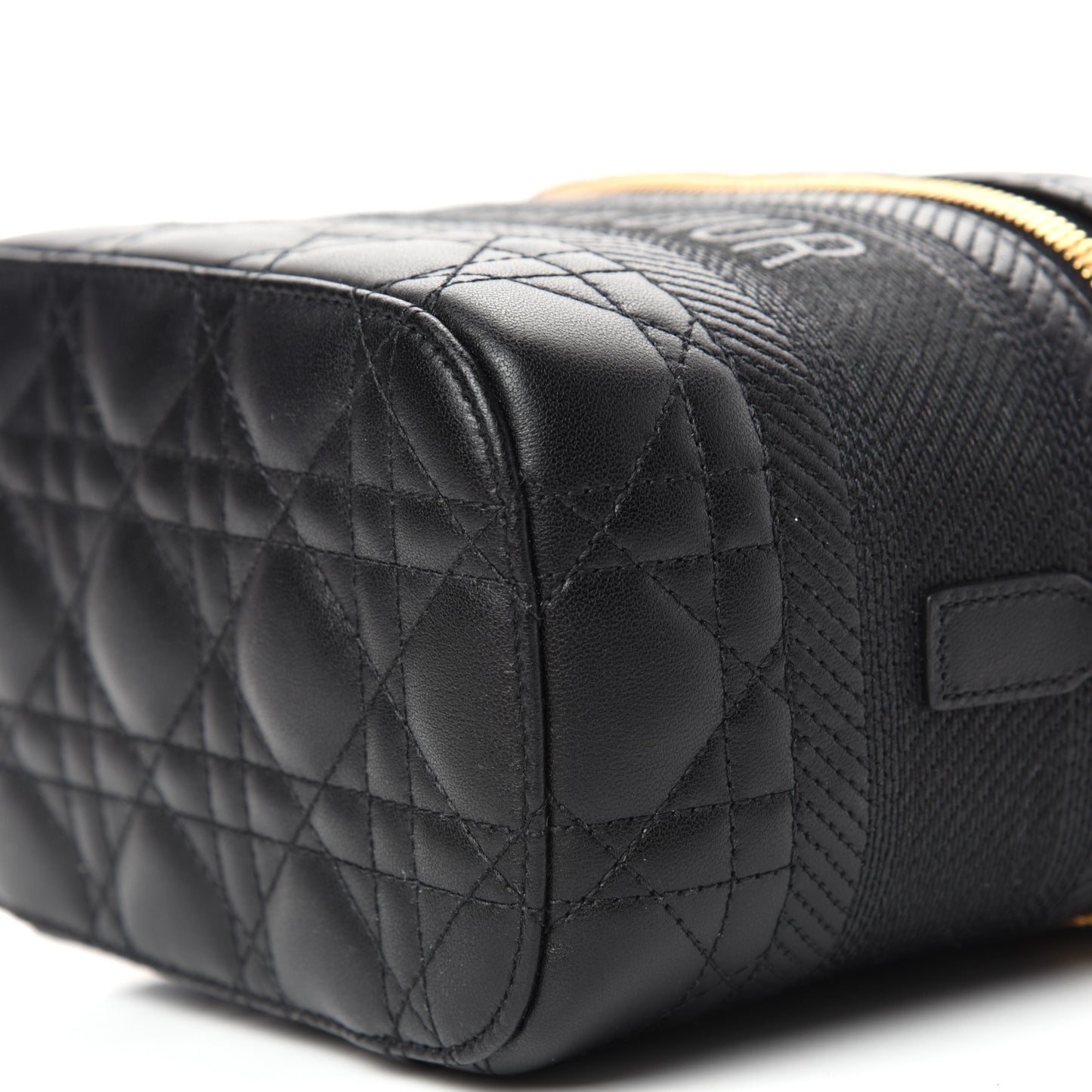 Lambskin Cannage Small Diortravel Vanity Case Black