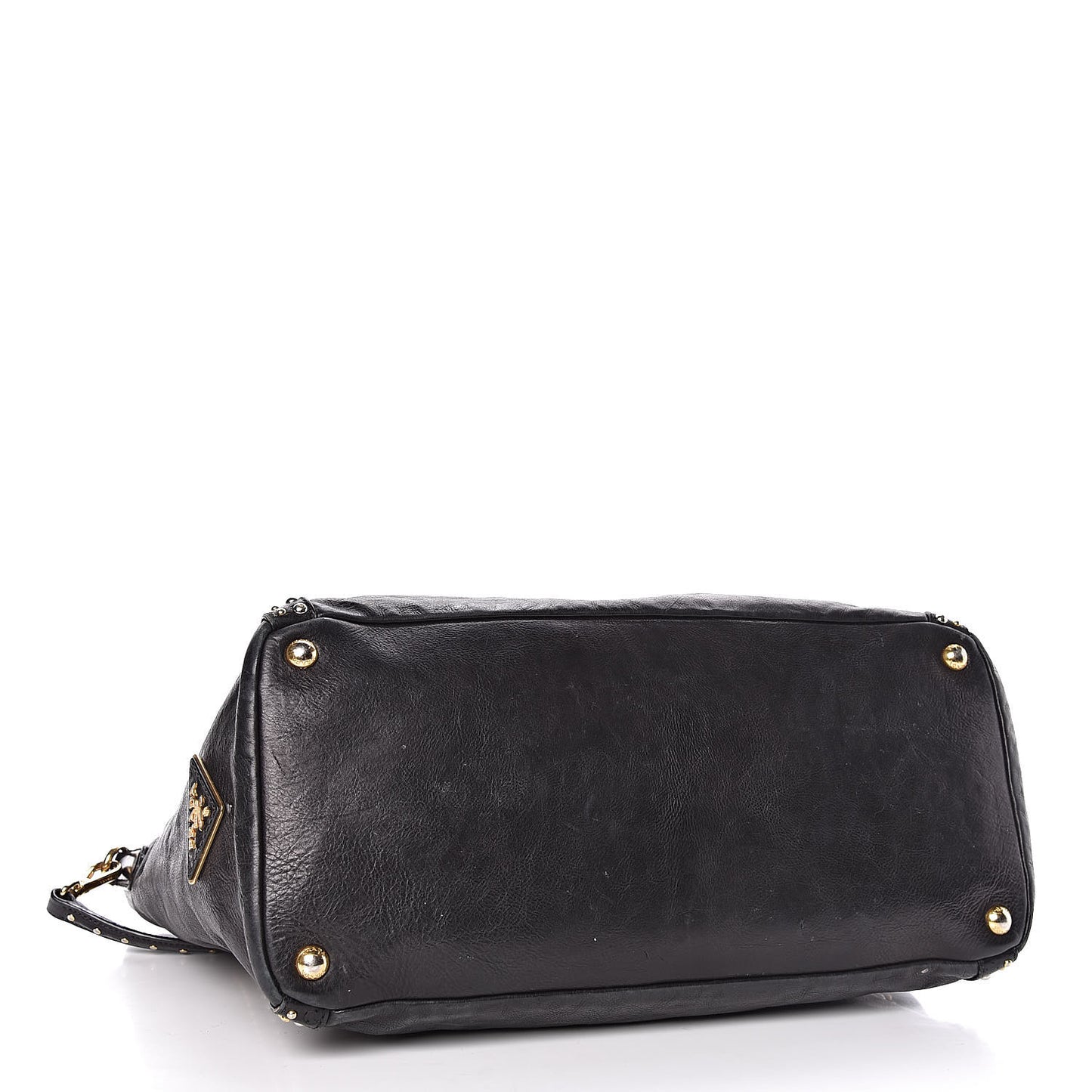 Glace Calfskin Studded Shoulder Bag Black