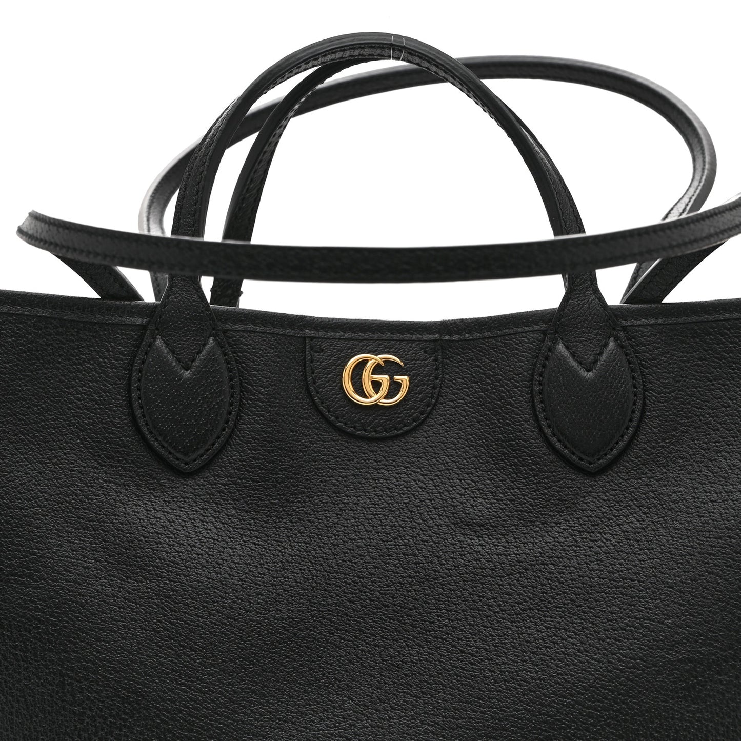 Textured Dollar Calfskin Medium Ophidia Shoulder Tote Bag Black