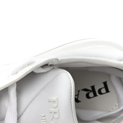 Prada Re-Nylon Spazzolato Rubber Triangle Logo Macro Quilted Mens 35mm Platform Sneakers 39 White 11 of 14