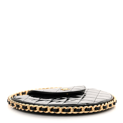 Chanel Patent Calfskin Quilted Chain Hoop Bag Black 4 of 11