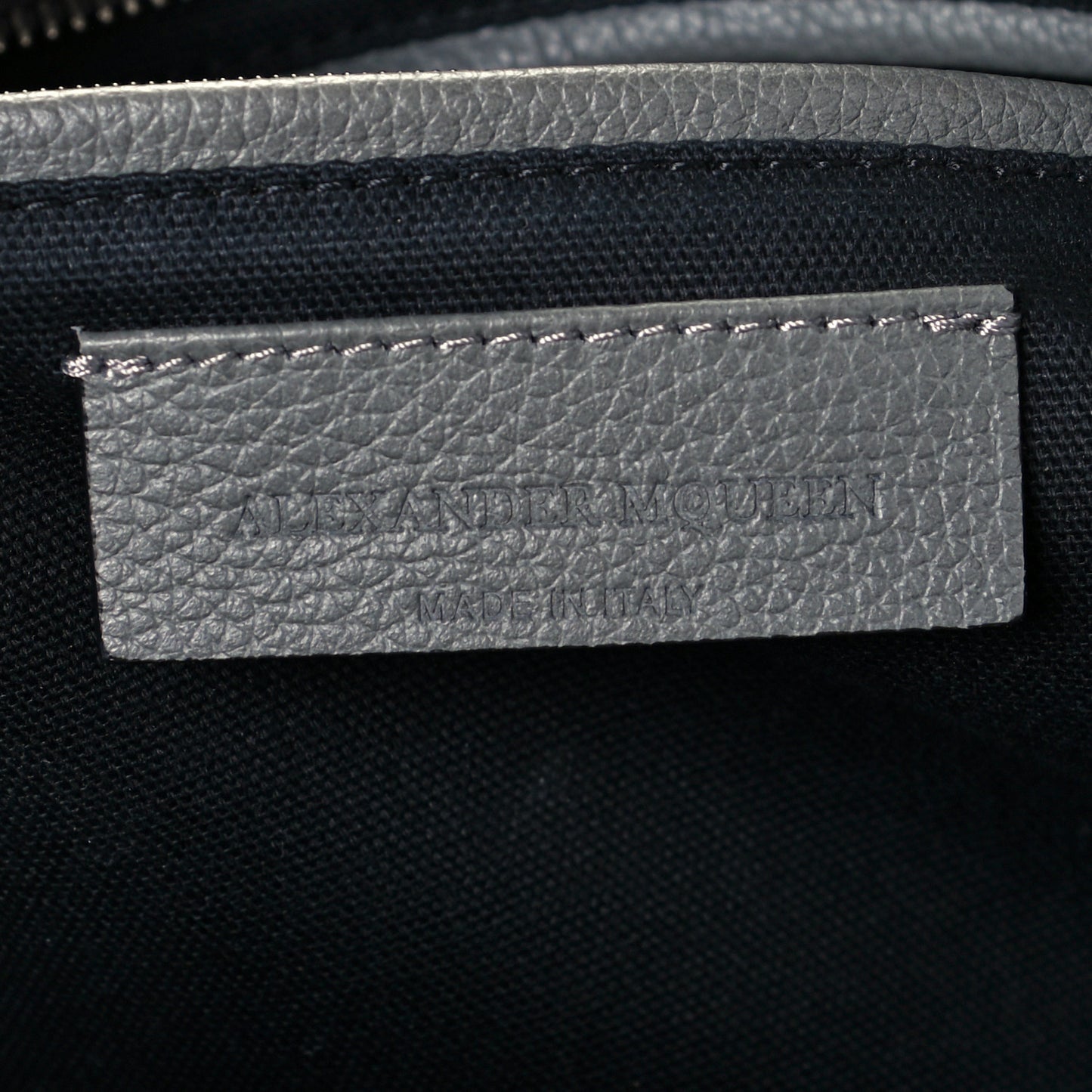Pebbled Calfskin Small Skull Padlock Zip Around Tote Dark Grey