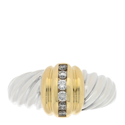 David Yurman Sterling Silver 18K Yellow Gold Diamond Shrimp Ring 54 7 1 of 4