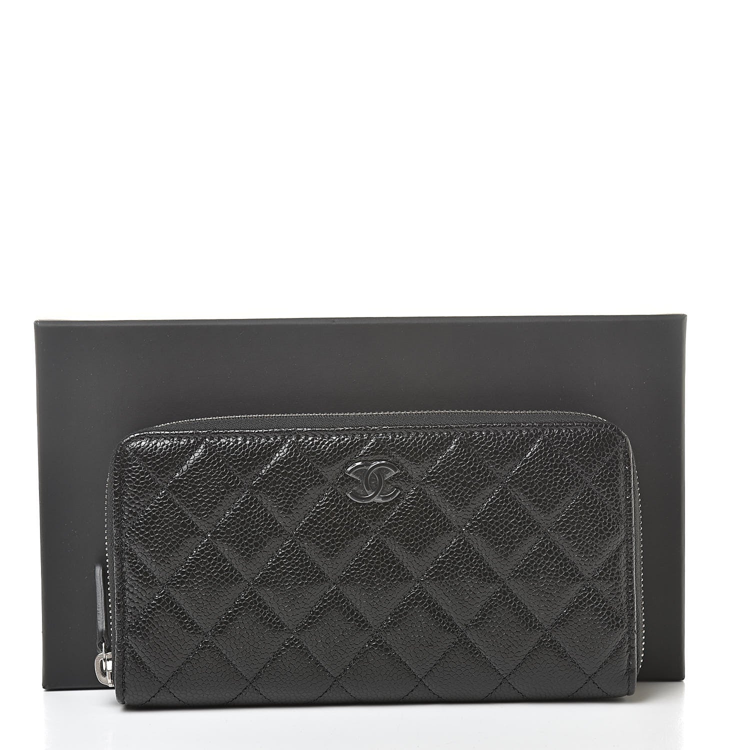Chanel Caviar Quilted Large Gusset Zip Around Wallet Black 10 of 10