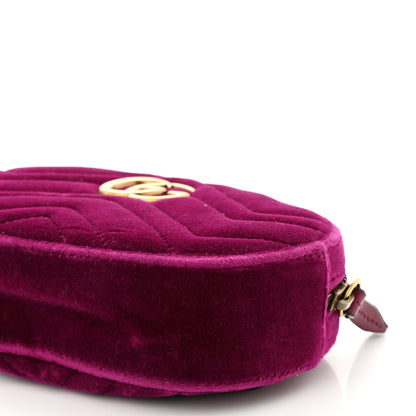Gucci Velvet Matelasse GG Marmont Belt Bag Fuchsia 85 34 Violet Cyclamen 11 of 11